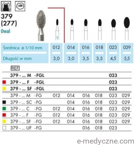 Wiertła dentystyczne- football 379 012 FG