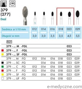 Wiertła dentystyczne - football 379 014-023 FG