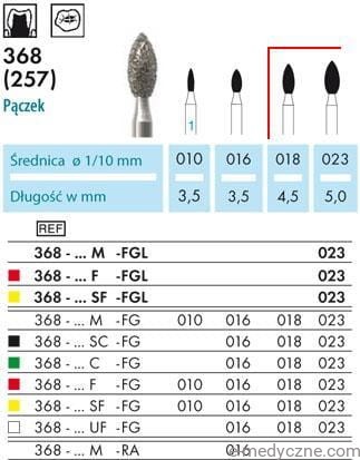 Wiertła diamentowe 368 018-23 FG