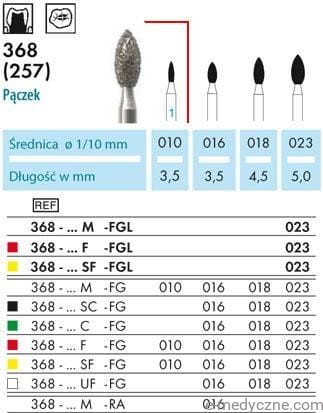 Wiertła dentystyczne - 368 010 FG