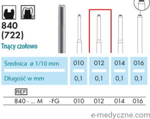 Wiertła - z końcówką tnącą 840 012-016 na turbinę FG