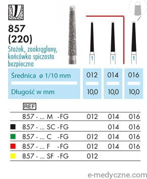 Wiertła dentystyczne 857-012-014