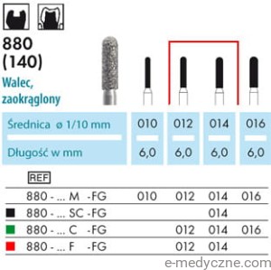 Wiertła - walce  880 010-014 FG