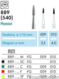 Wiertła płomienie 889
