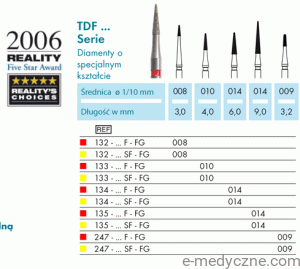 Wiertła - TDF 133, 134, 135  FG o specjalnym kształcie