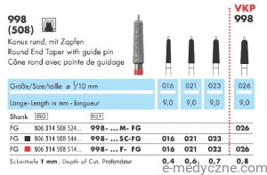 Wiertła 998-021 z trzpieniem na turbinę