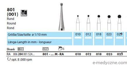 Wiertła kulki 801 diamentowe na mikrosilnik