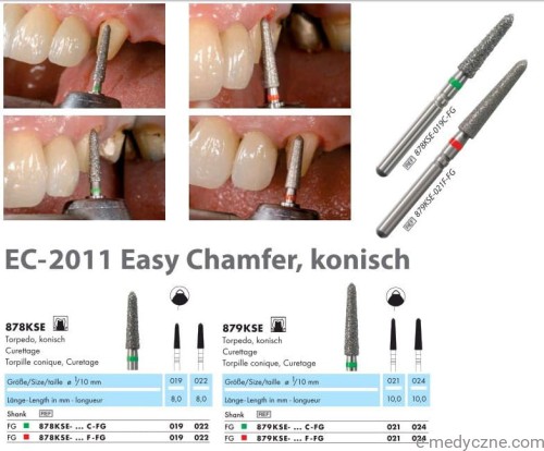 Wiertła dentystyczne 878KSE i 879KSE